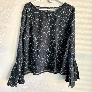 Bell Sleeve Polka Dot Blouse